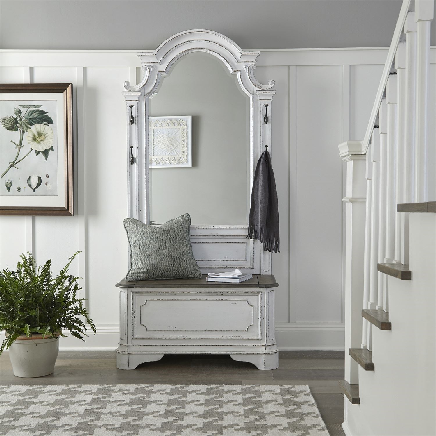 Libby Myra Cottage Style Hall Tree Walker's Furniture Hall Trees